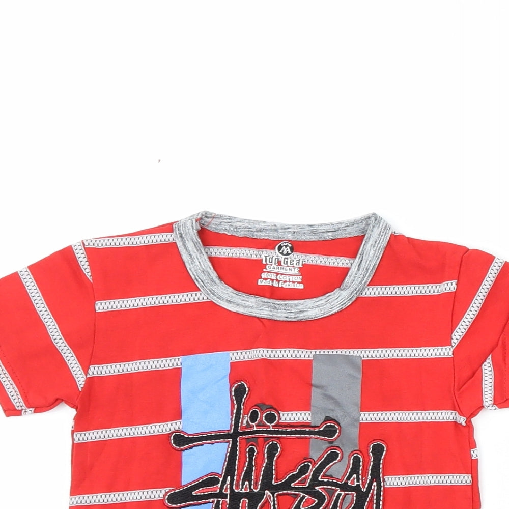 Top Gear Boys Red Striped  Basic T-Shirt Size 9-12 Months