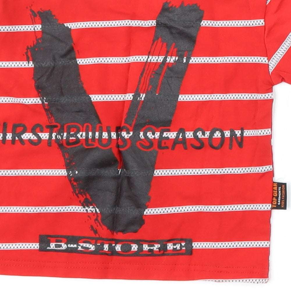 Top Gear Boys Red Striped  Basic T-Shirt Size 9-12 Months