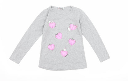Additional front view of atabay girls’ grey basic t-shirt, size 6-7, years - love bunny