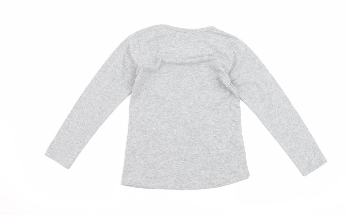 atabay Girls Grey   Basic T-Shirt Size 6-7 Years  - Love Bunny