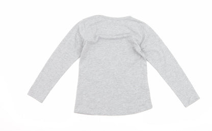 Back view of atabay girls’ grey basic t-shirt, size 6-7, years - love bunny