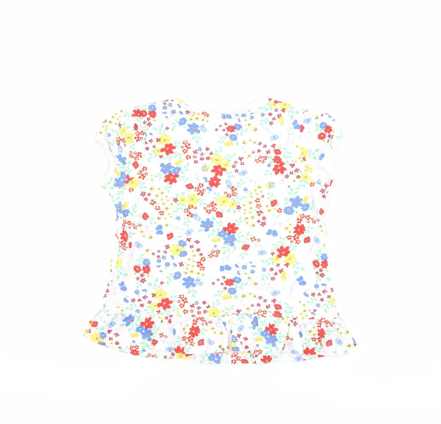 George Girls White Floral  Basic T-Shirt Size 5-6 Years