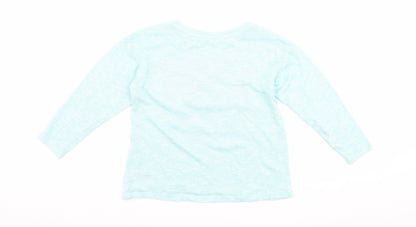 Back view of St Bernard girls’ blue basic t-shirt, size 6, years - slogan