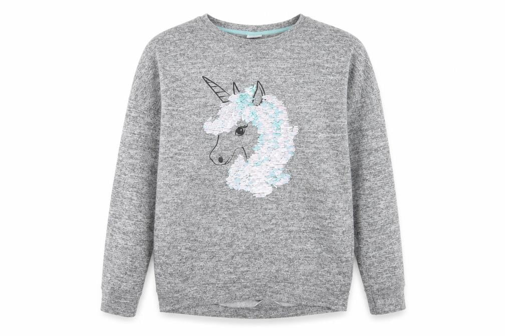 F&F Girls Grey   Pullover Sweatshirt Size 12-13 Years  - Unicorn