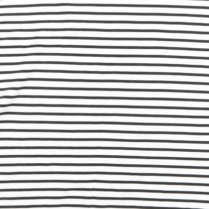 Brand and care label for Quiz women’s black striped basic t-shirt, size UK 12, - amour