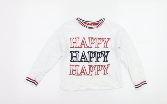 George Boys White   Pullover Sweatshirt Size 8-9 Years  - happy