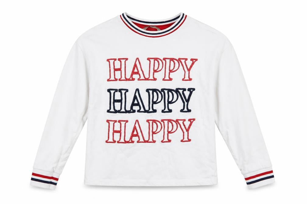 George Boys White   Pullover Sweatshirt Size 8-9 Years  - happy