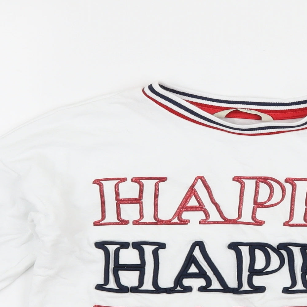 George Boys White   Pullover Sweatshirt Size 8-9 Years  - happy