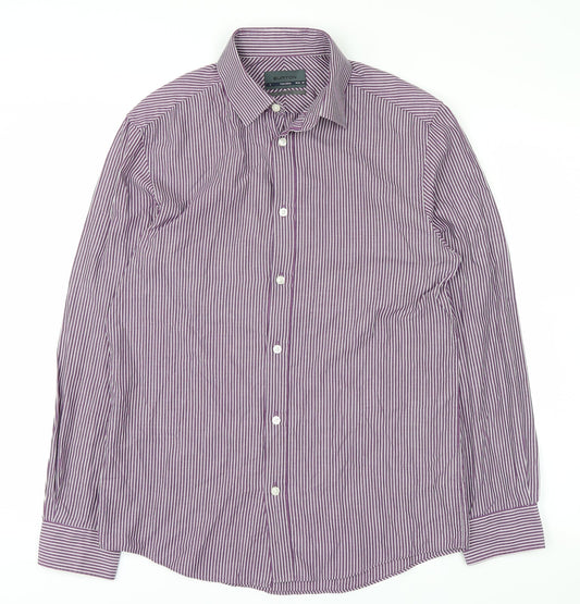 Burton Mens Purple Striped   Button-Up Size 14.5