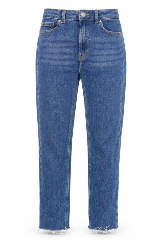 Front view of denim co women’s blue denim skinny jeans, size UK 6