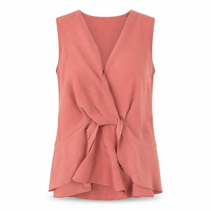 Front view of River Island women’s pink basic tank, size UK 6