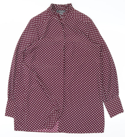 Additional front view of Primark women’s purple polka dot basic button-up, size UK 12