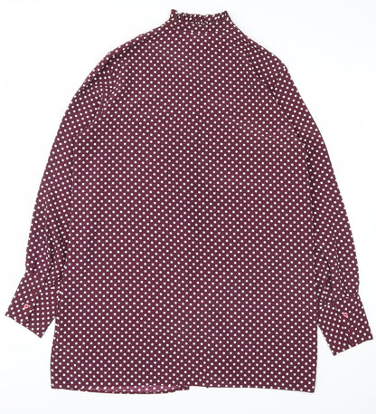 Back view of Primark women’s purple polka dot basic button-up, size UK 12