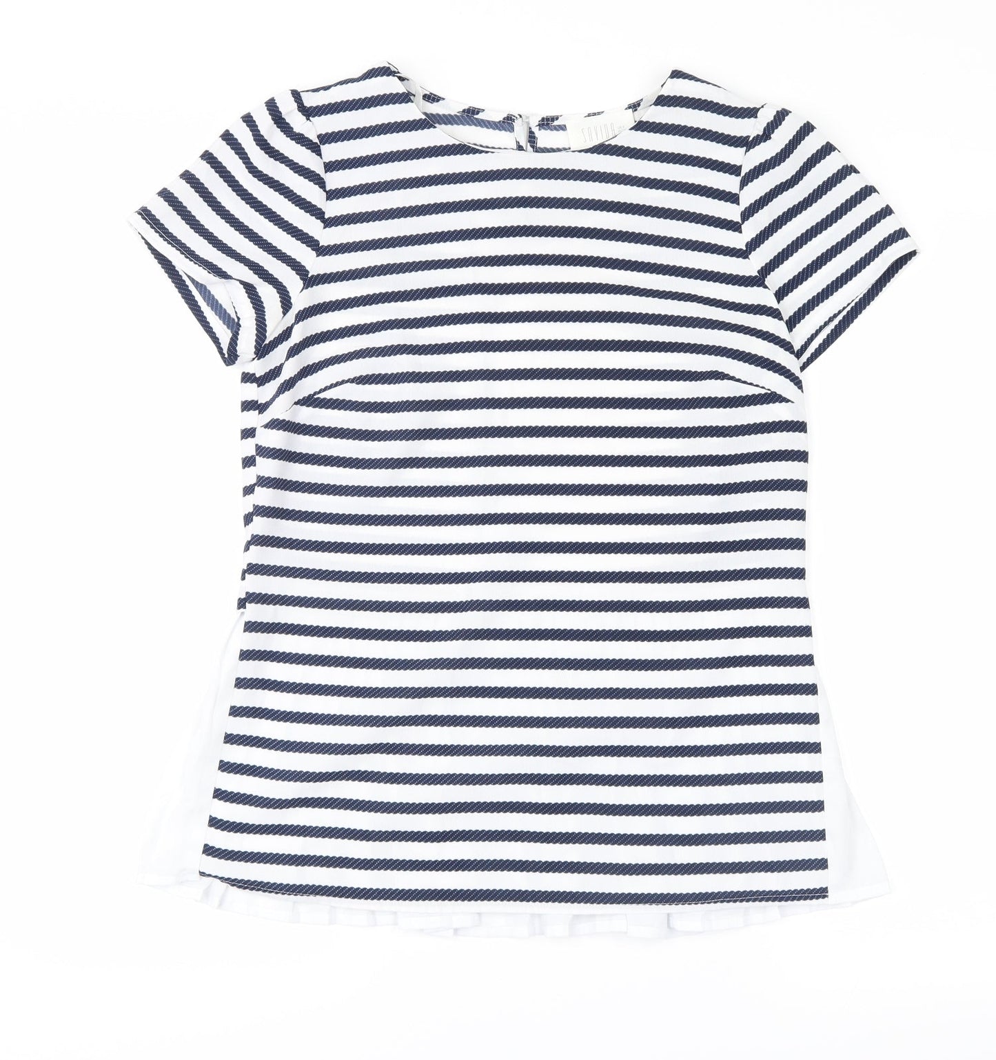 savida Womens Blue Striped  Basic T-Shirt Size 8