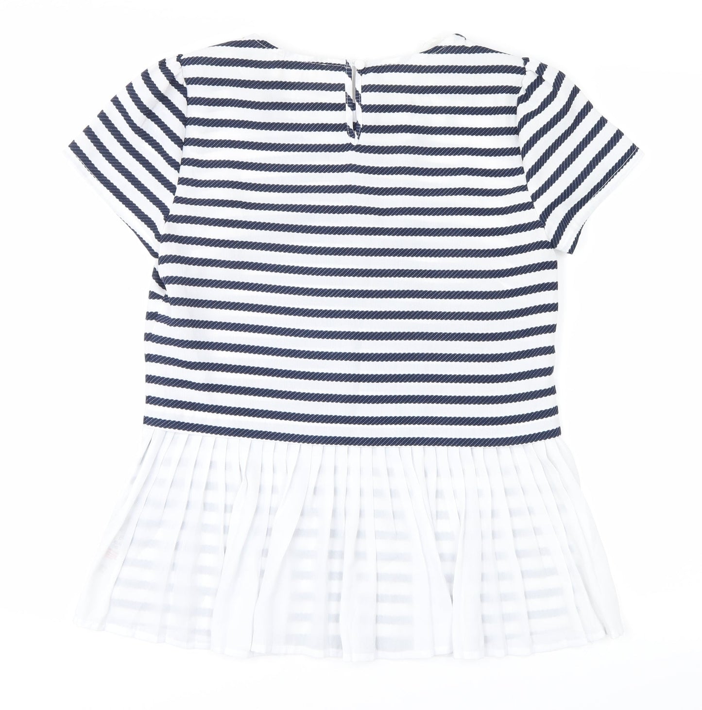 savida Womens Blue Striped  Basic T-Shirt Size 8
