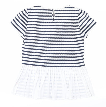 Back view of savida women’s blue striped basic t-shirt, size UK 8