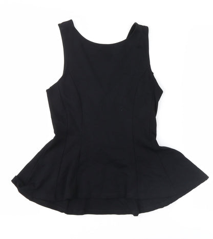 Back view of Vintage women’s black basic blouse, size S