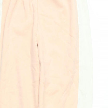 Close-up detail of ASOS women’s pink sweatpants, size UK 6