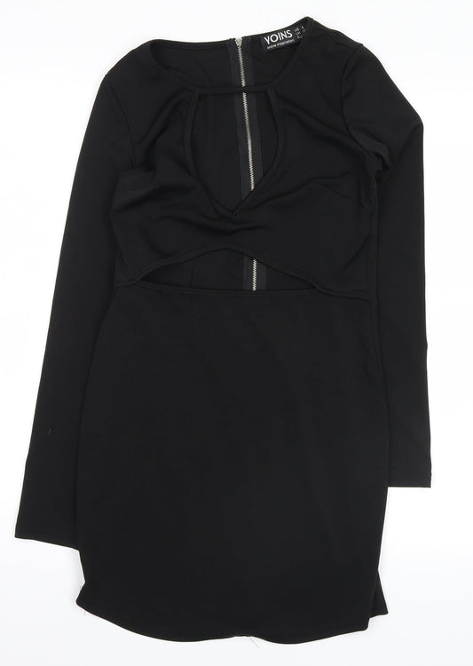 Yoins Womens Black   Shirt Dress  Size 10