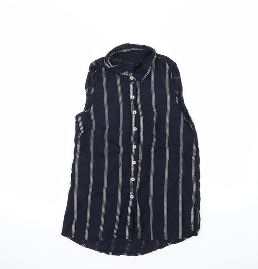 Atmosphere Womens Blue Striped  Basic Button-Up Size 8
