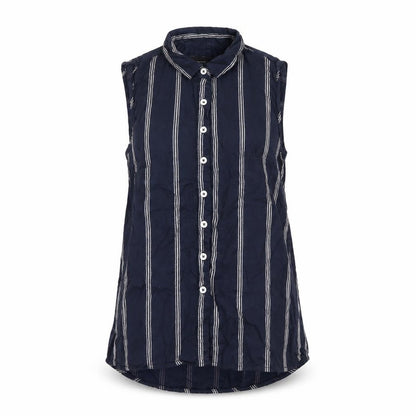 Front view of Atmosphere women’s blue striped basic button-up, size UK 8