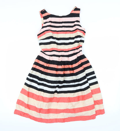 Preloved Dorothy Perkins Womens Multicoloured Striped  Fit & Flare  Size 10 - Front