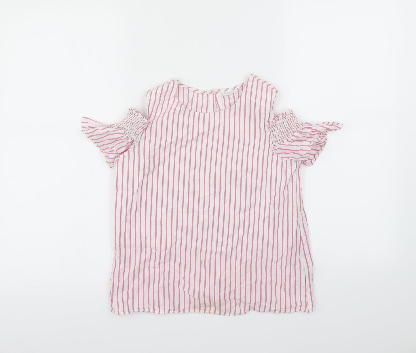 F&F Girls White Striped  Basic Blouse Size 10 Years