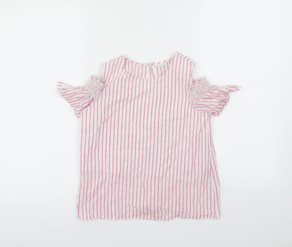 Additional front view of F&F girls’ white striped basic blouse, size 10, years