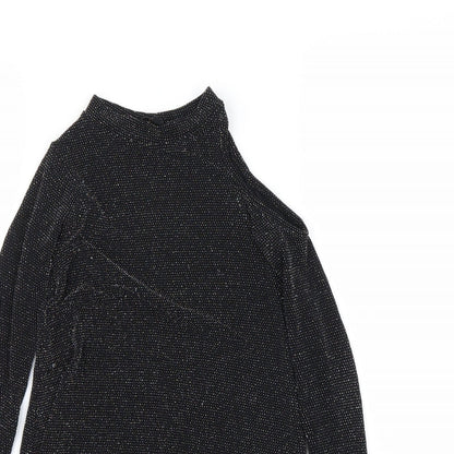 Close-up detail of Cosmic Kids girls’ black basic blouse, size 7, years