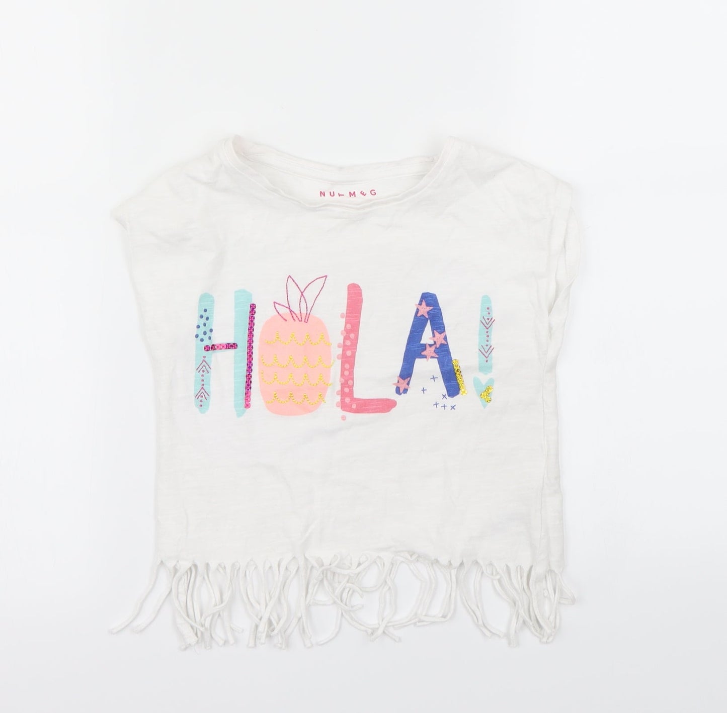 Nutmeg Girls White   Basic T-Shirt Size 6 Years
