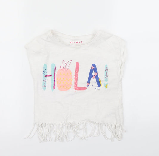 Nutmeg Girls White   Basic T-Shirt Size 6 Years