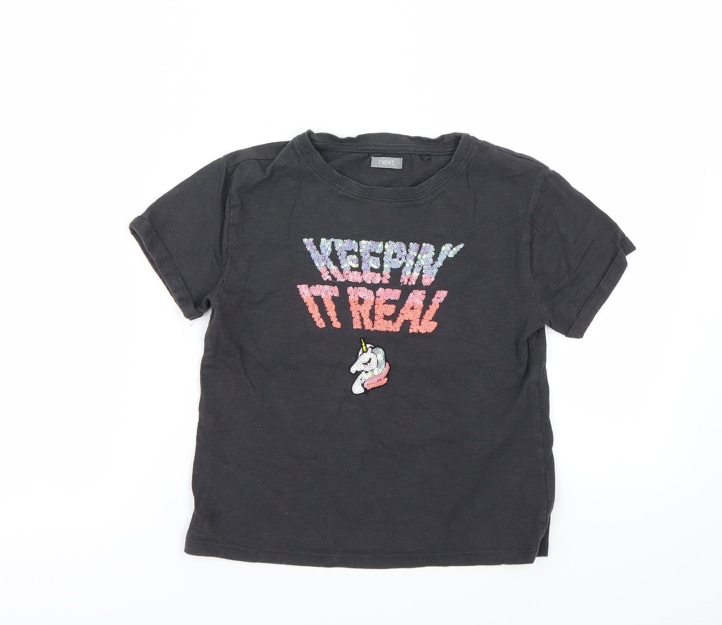Next  Girls Black   Basic T-Shirt Size 7-8 Years