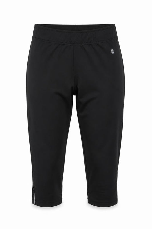 Front view of pure women’s black cropped leggings, size UK 10, 17-inch leg