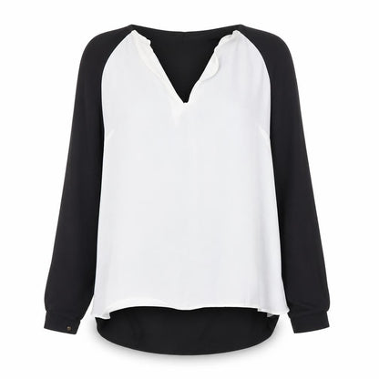 Front view of River Island women’s white basic blouse, size UK 10