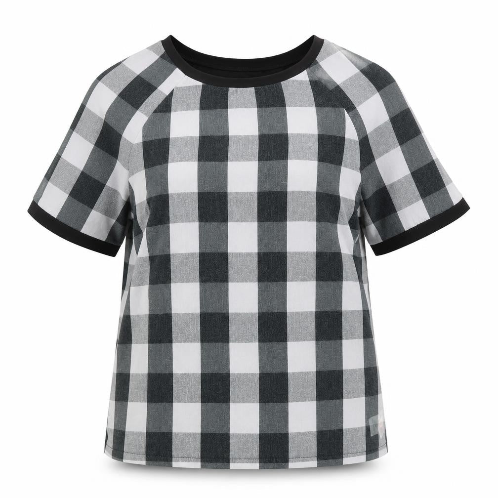 Primark Womens Black Check  Basic T-Shirt Size 6
