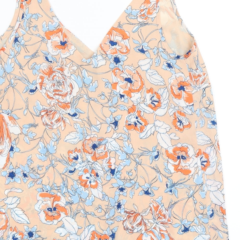 Papaya Womens Orange Floral  Camisole T-Shirt Size 8