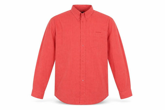 Front view of Cooper men’s pink button-up, size L