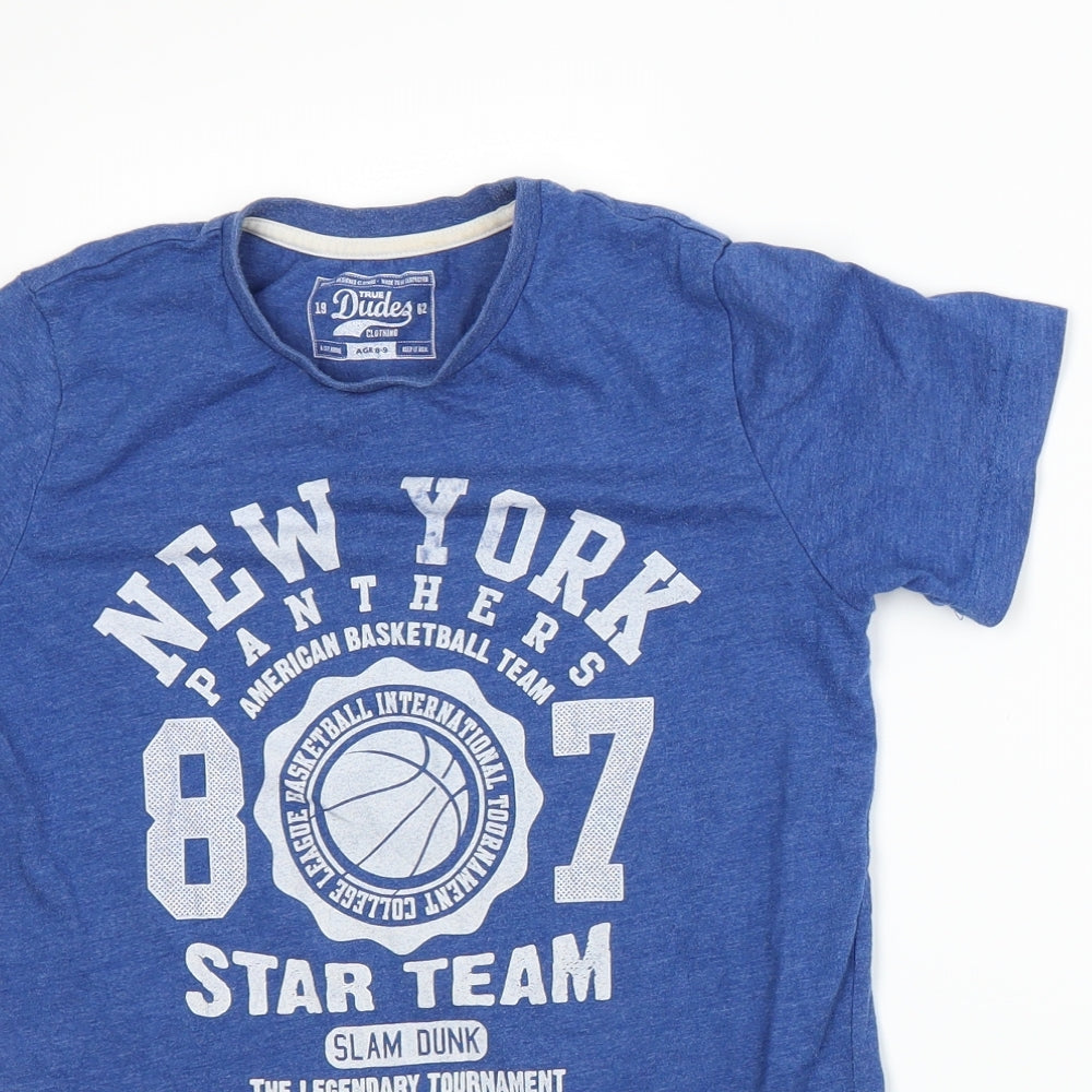True Dudes Boys Blue   Basic T-Shirt Size 9 Years