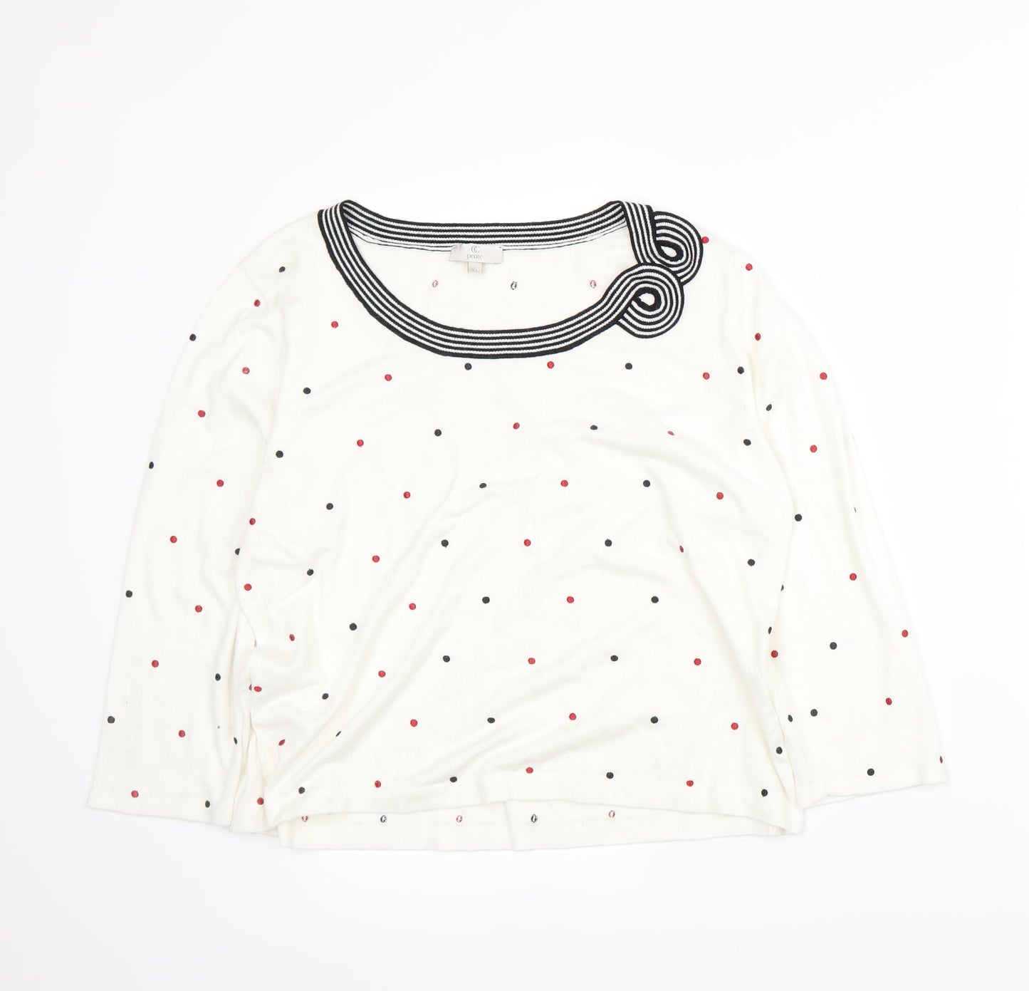 CC Womens White Polka Dot  Pullover Jumper Size XL