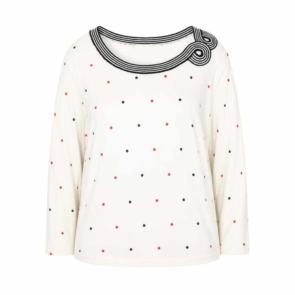 Country Casuals Womens White Polka Dot Pullover Jumper Size XL