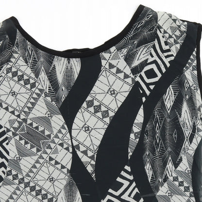Close-up detail of Blonde + Blonde women’s black basic blouse, size UK 10