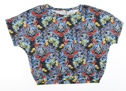 George Womens Blue Floral  Basic T-Shirt Size 10