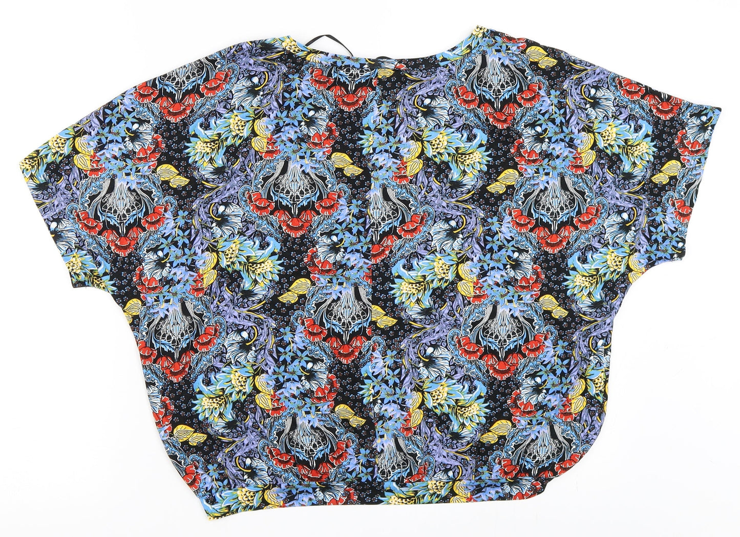 George Womens Blue Floral  Basic T-Shirt Size 10