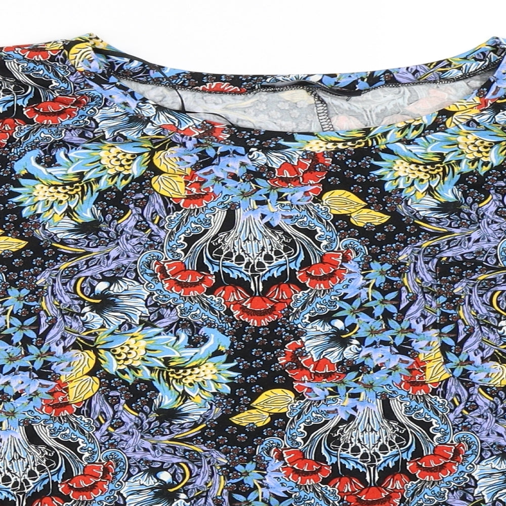 George Womens Blue Floral  Basic T-Shirt Size 10