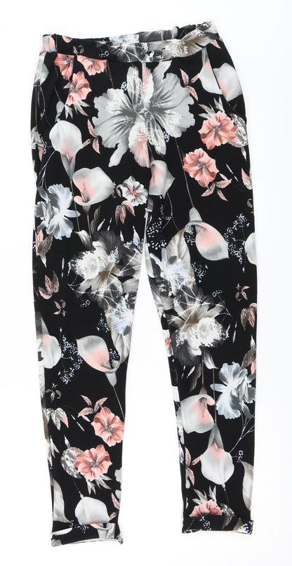 Additional front view of Pink Boutique women’s black trousers, size UK 10, 27-inch leg