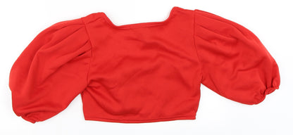 Back view of Stylewise women’s red cropped blouse, size L