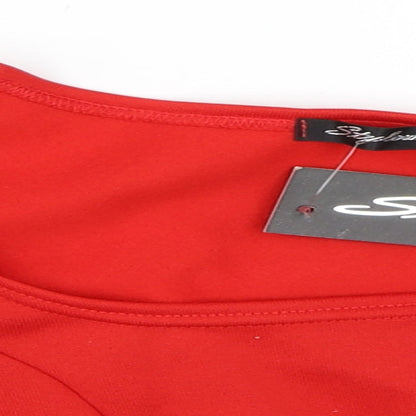 Close-up detail of Stylewise women’s red cropped blouse, size L