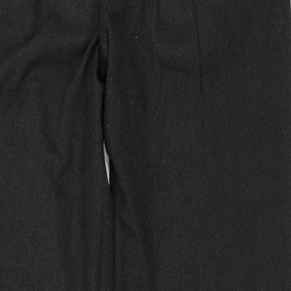 Brand and care label for Skopes men’s grey trousers, size 34, in, 32-inch leg