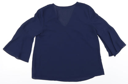 Back view of F&F women’s blue basic blouse, size UK 10