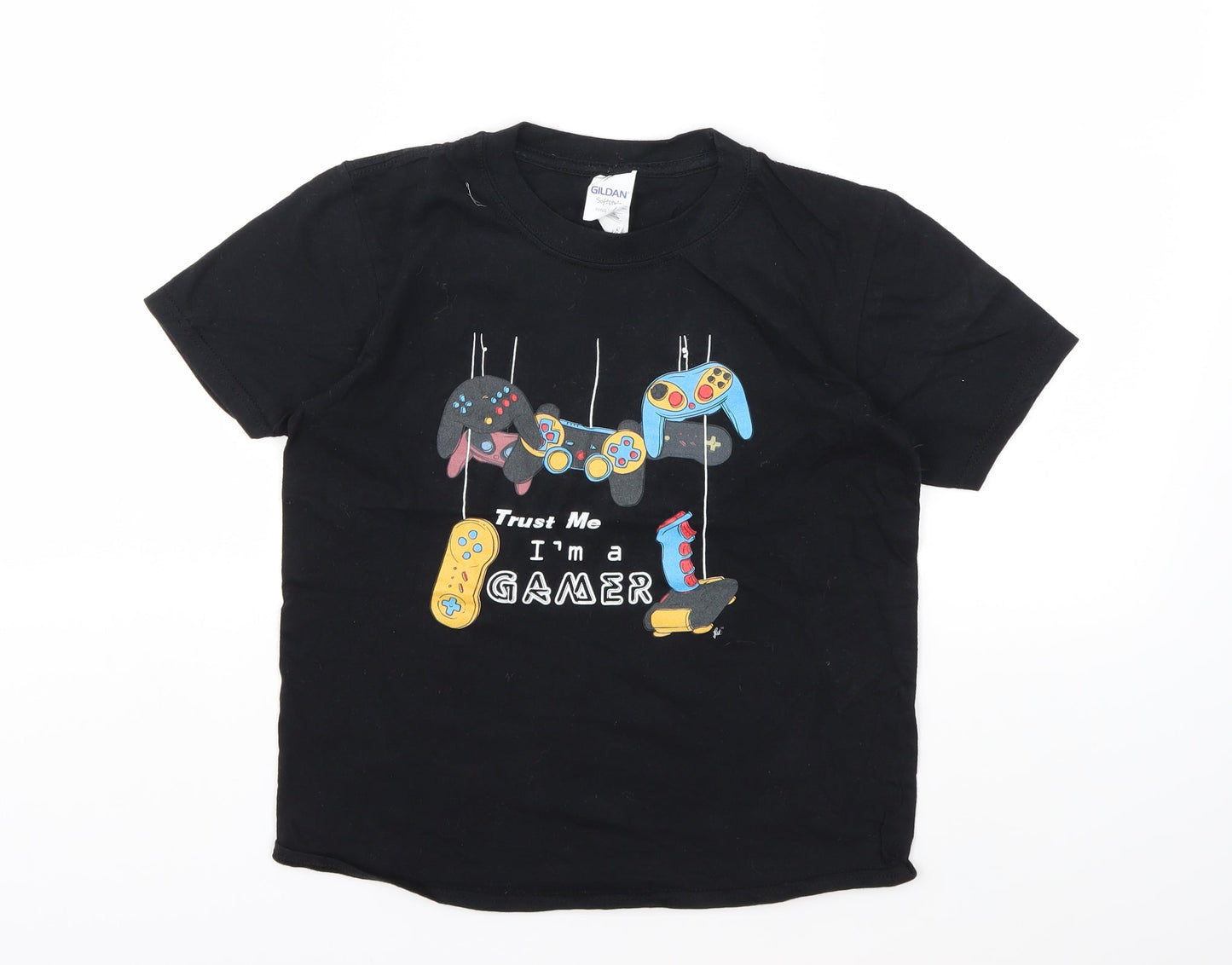 Gildan Boys Black   Basic T-Shirt Size 9 Years  - Gamer